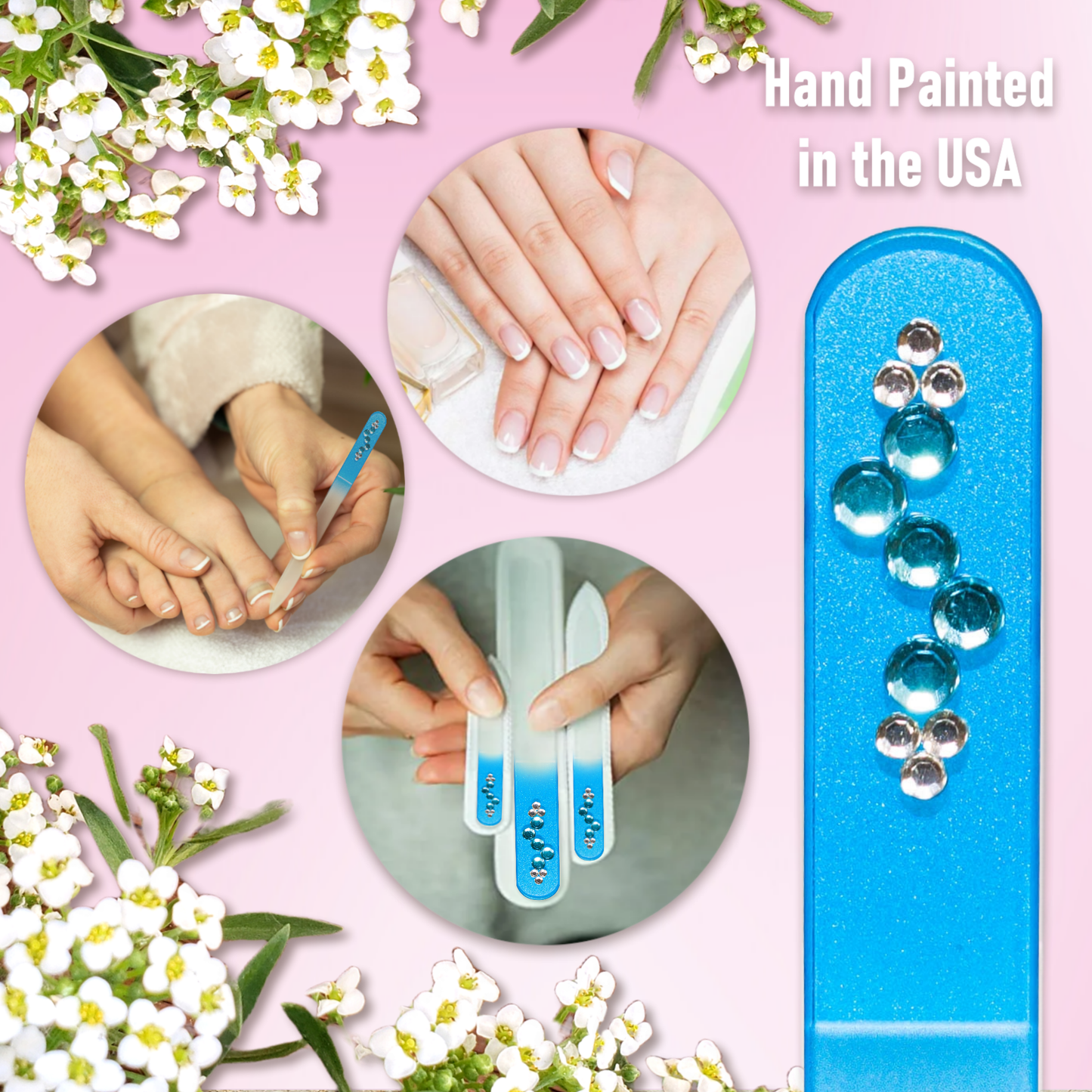 Blue Bling Gem Rhinestone Swarovski Czech Crystal Nail File