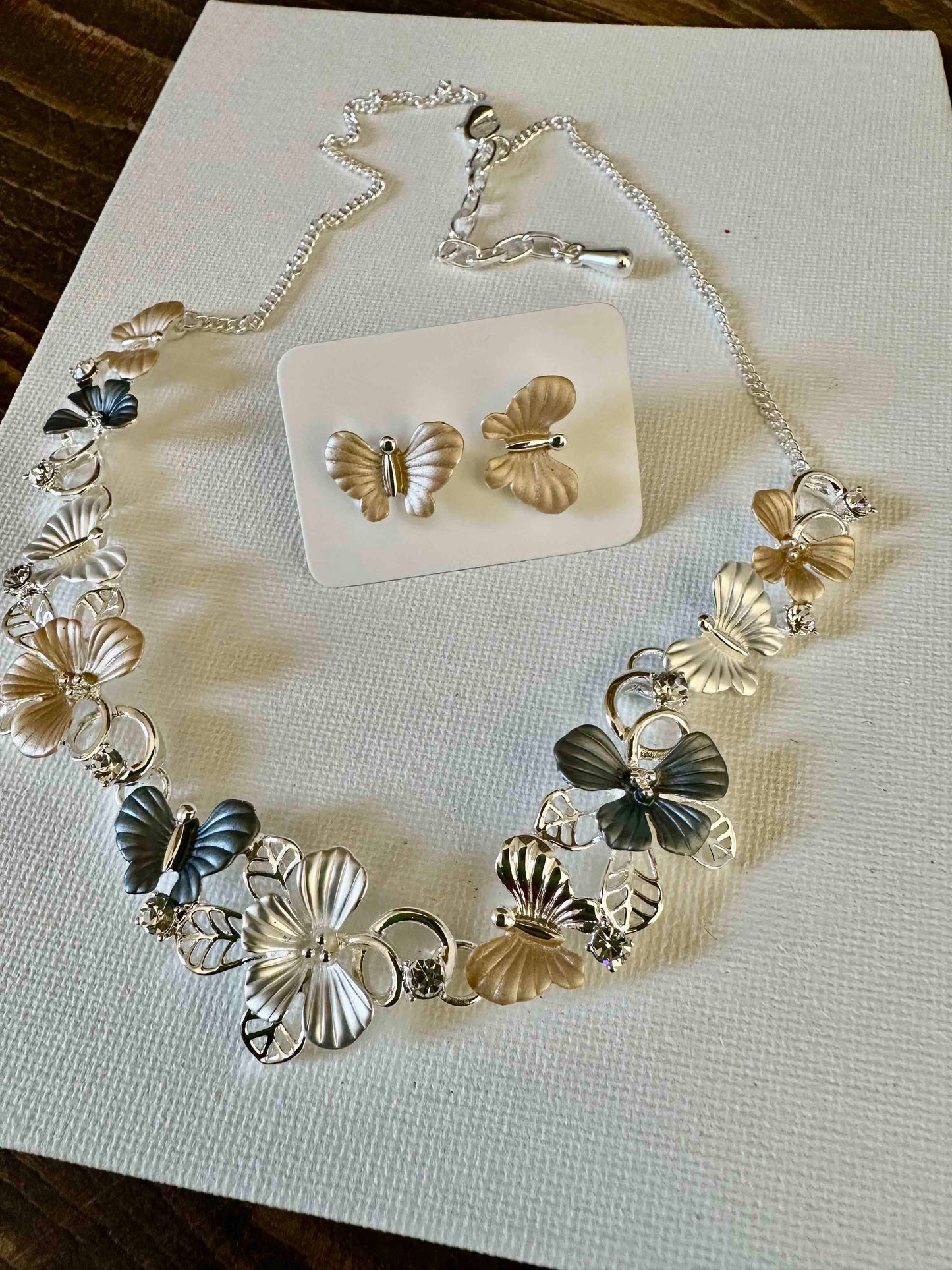 Sparkling Butterfly Necklace & Earring SET Jewelry