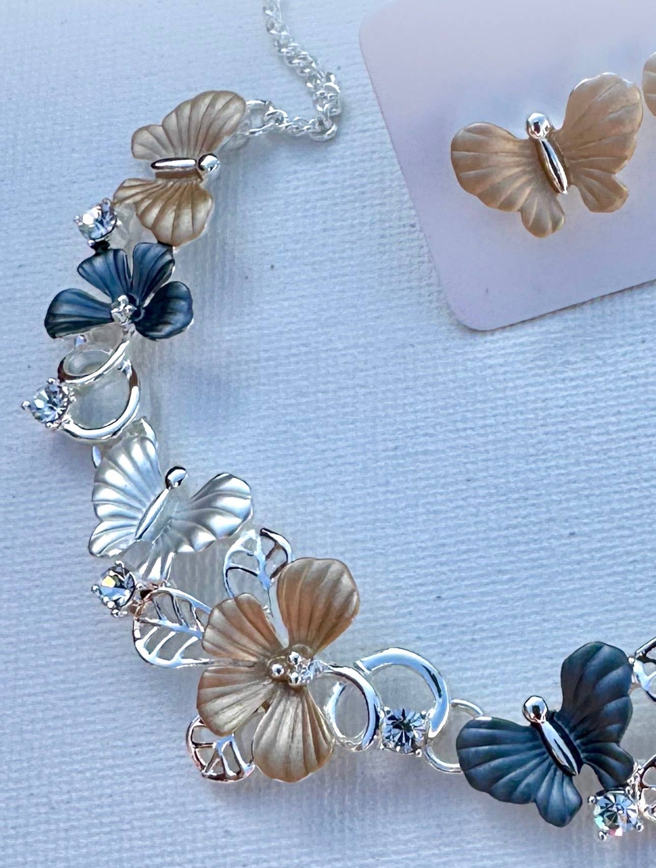 Sparkling Butterfly Necklace & Earring SET Jewelry