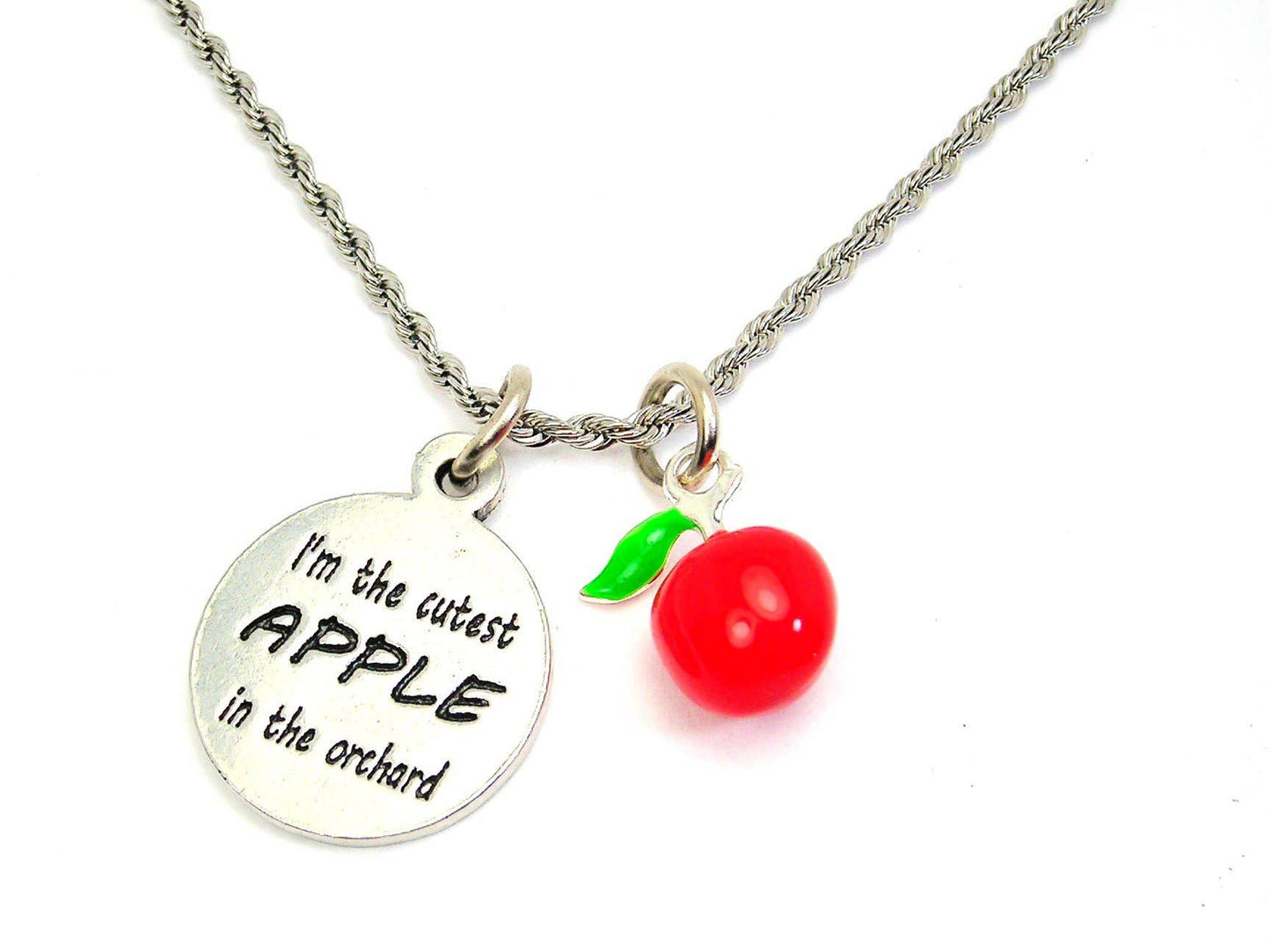 I'm The Cutest Apple In The Orchard Necklace with Apple Bead