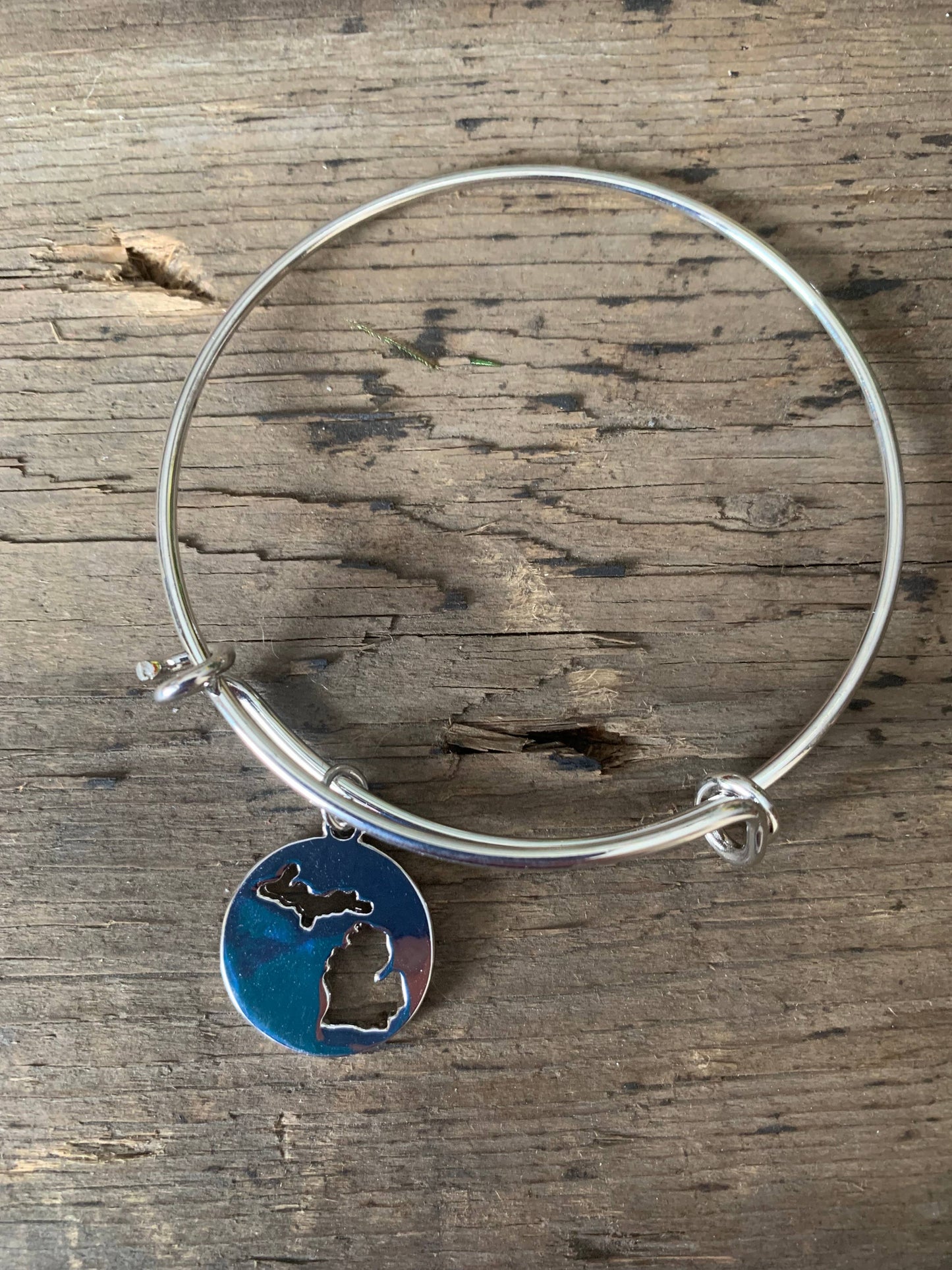 Silver Round Michigan Charm Bracelet