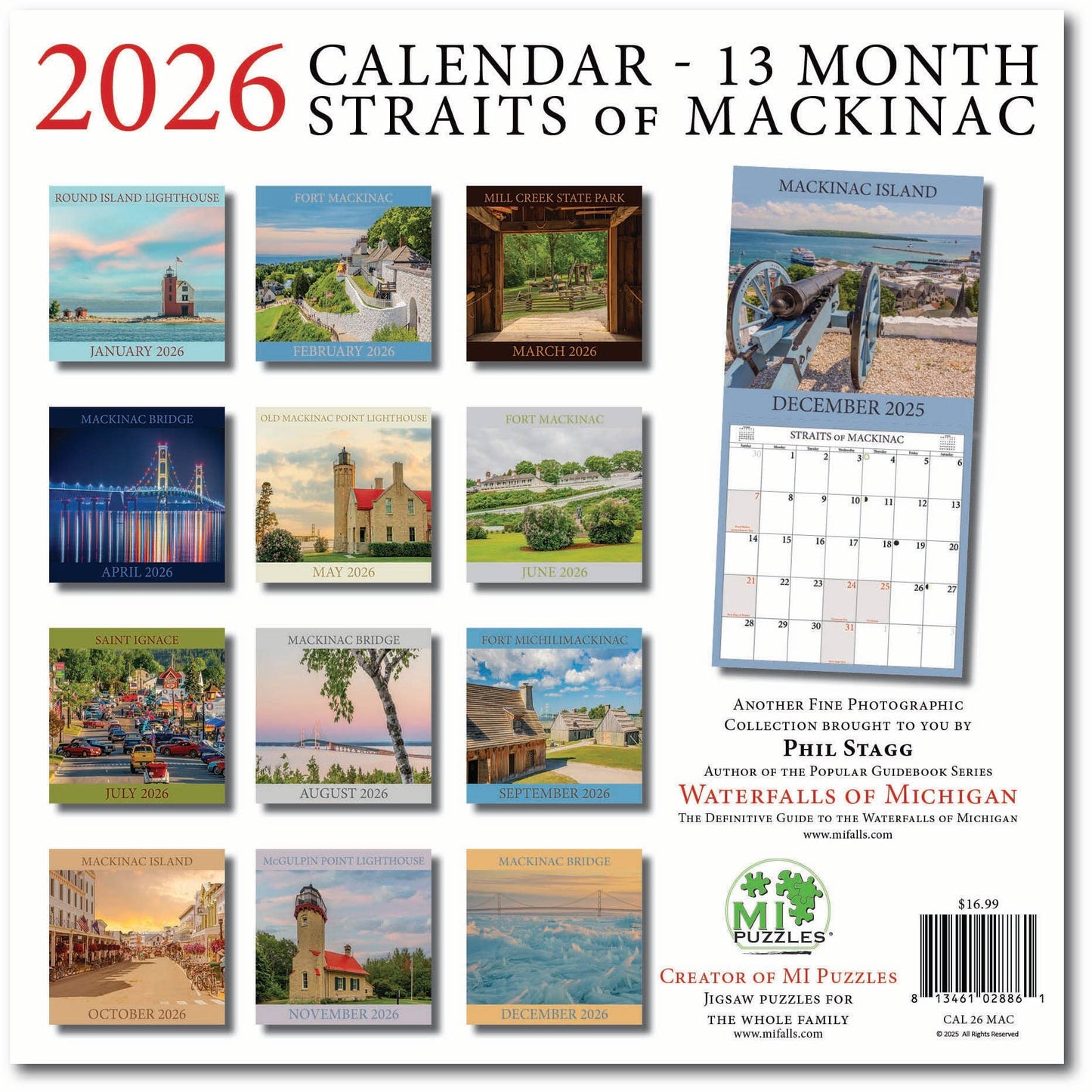 2026 STRAITS of MACKINAC 13 month Wall Calendar (12"x12")