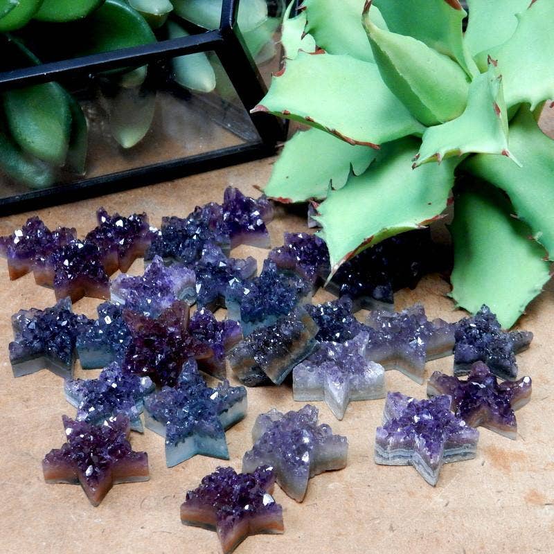 Crystal Star Druzy -Amethyst Druzy Cabochon - Drilled Bead -