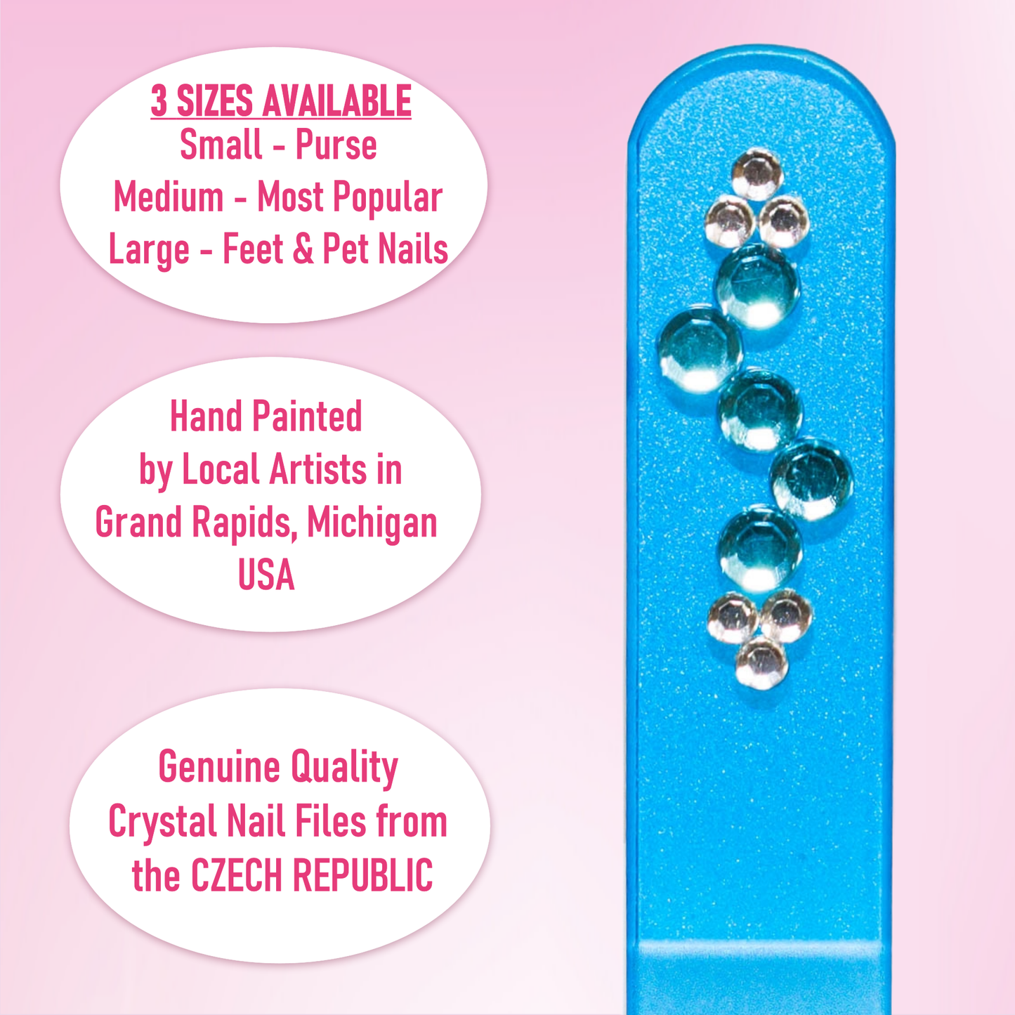 Blue Bling Gem Rhinestone Swarovski Czech Crystal Nail File