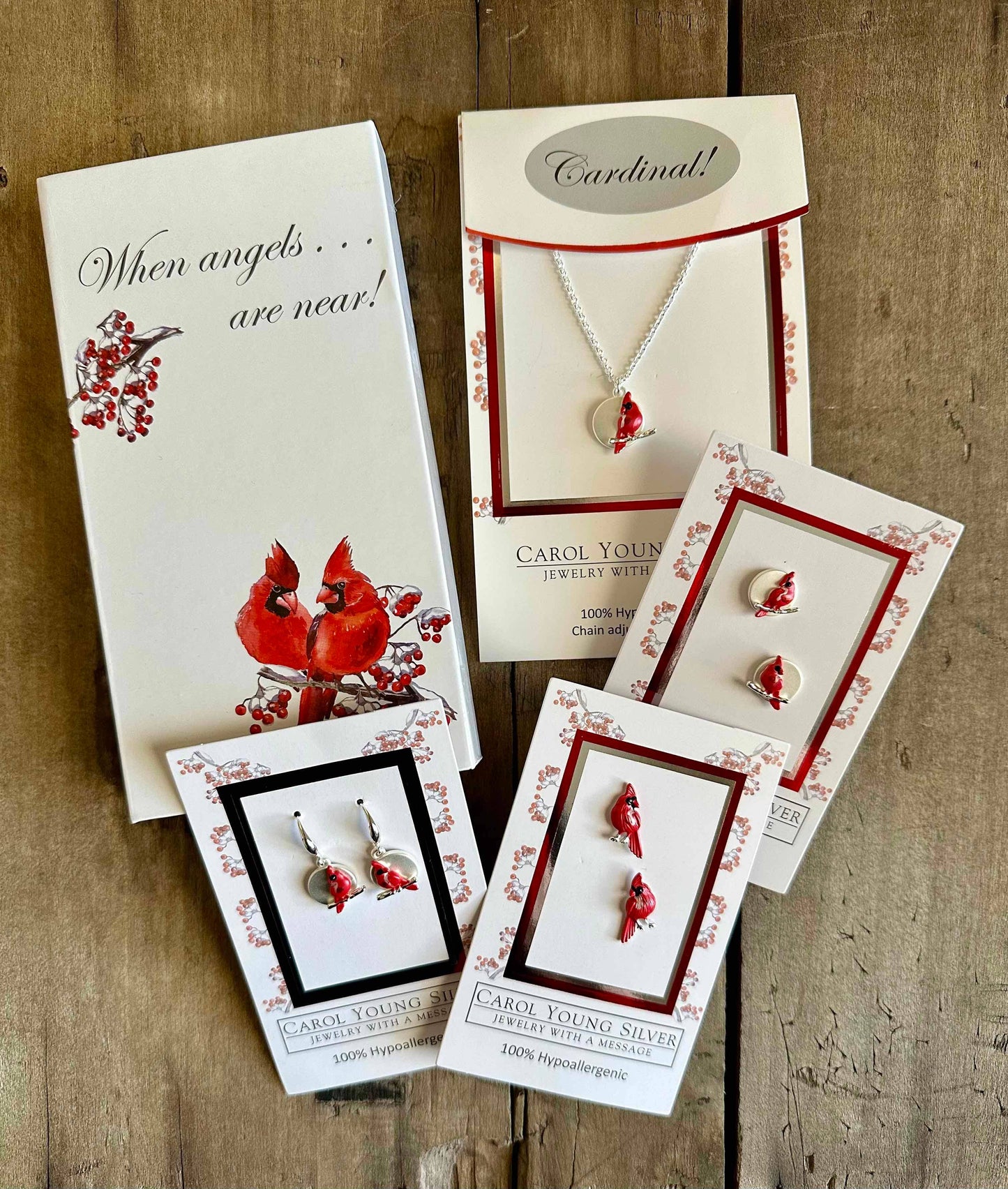 Cardinal on Branch Jewelry/Disk Earrings WIRE Jewelry