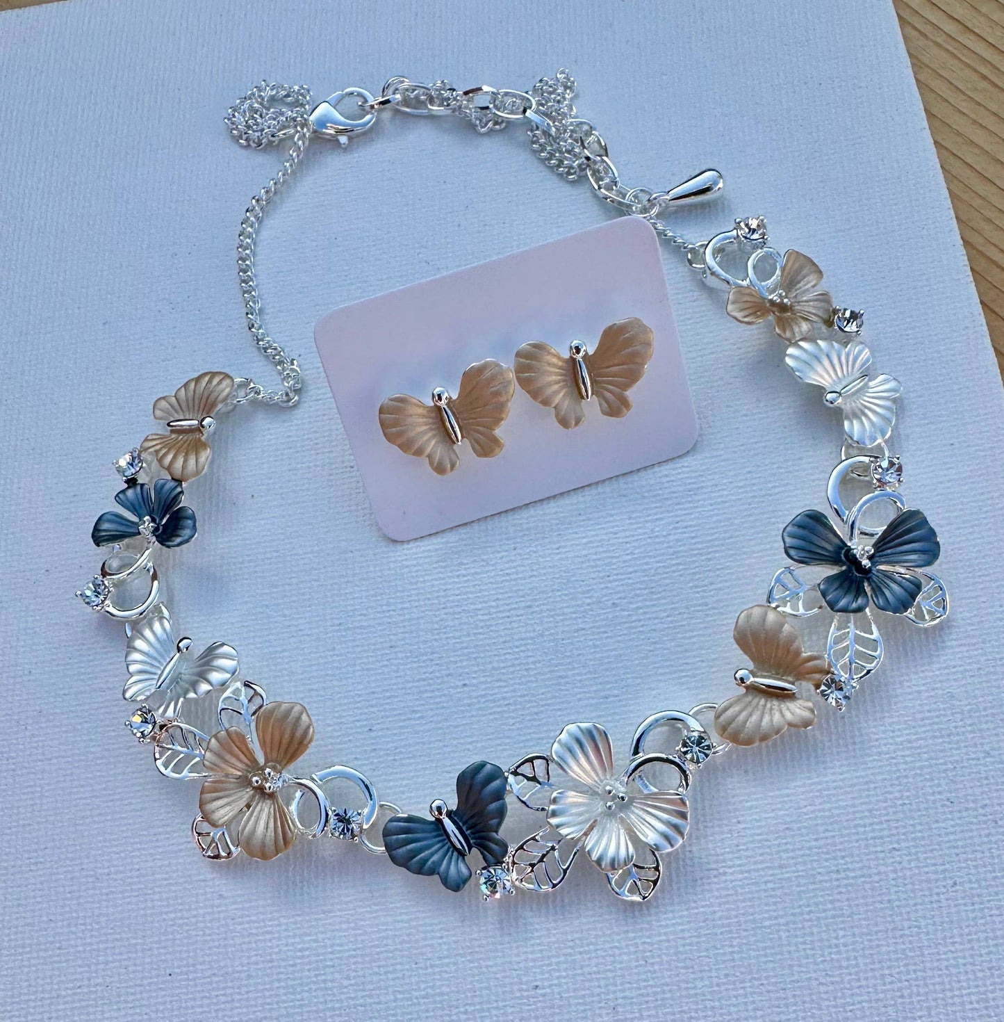 Sparkling Butterfly Necklace & Earring SET Jewelry