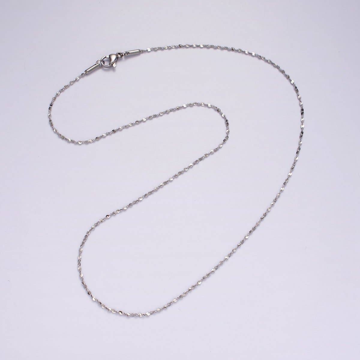Dainty Stainless Steel Twisted Cable Chain Necklace 18 inch in Silver | WA-2401