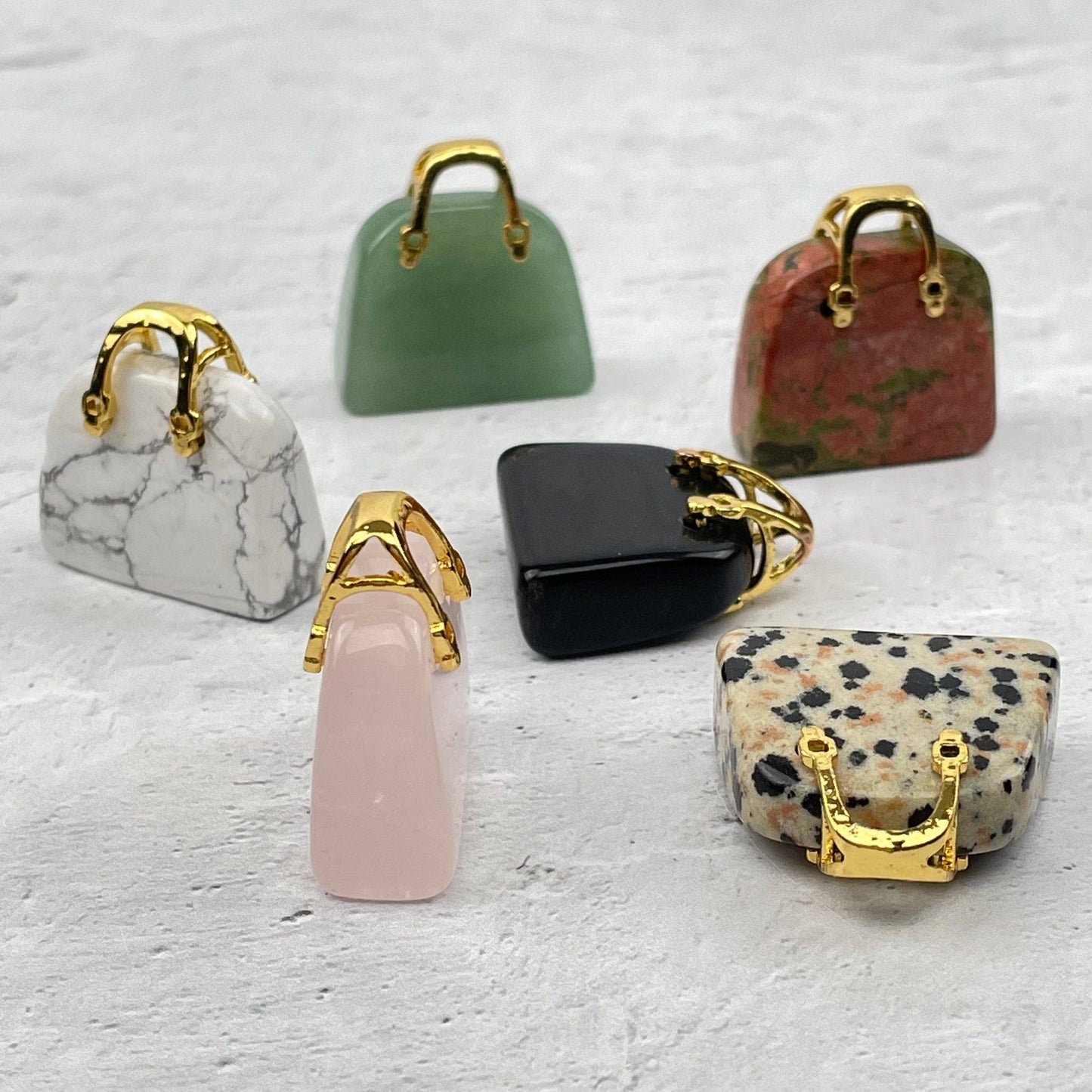 Crystal Gemstone Purses with Gold Tone Handles