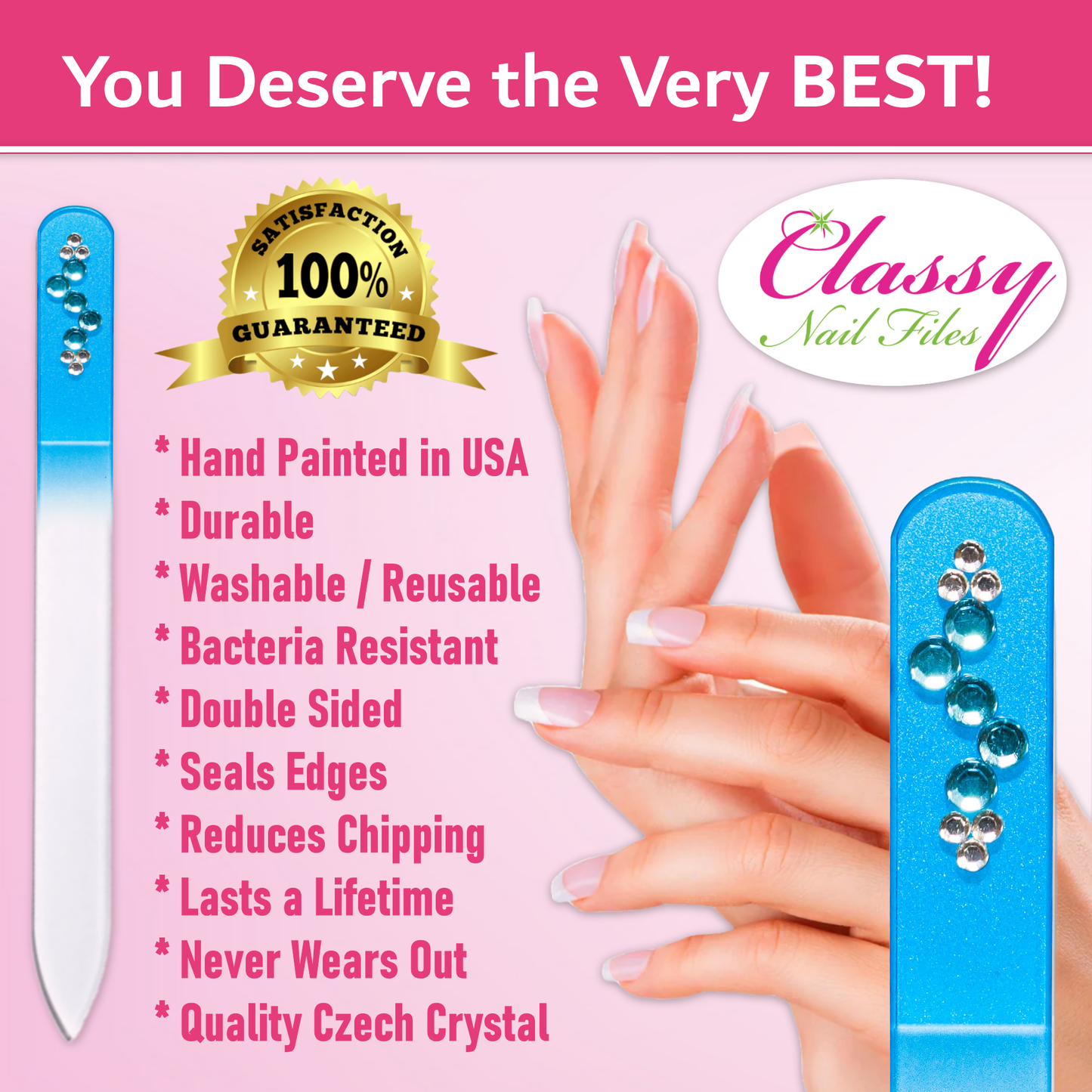 Blue Bling Gem Rhinestone Swarovski Czech Crystal Nail File