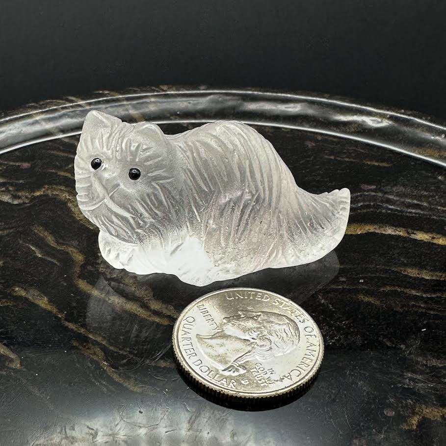 Fancy Long Hair Cat Carving - Clear Quartz