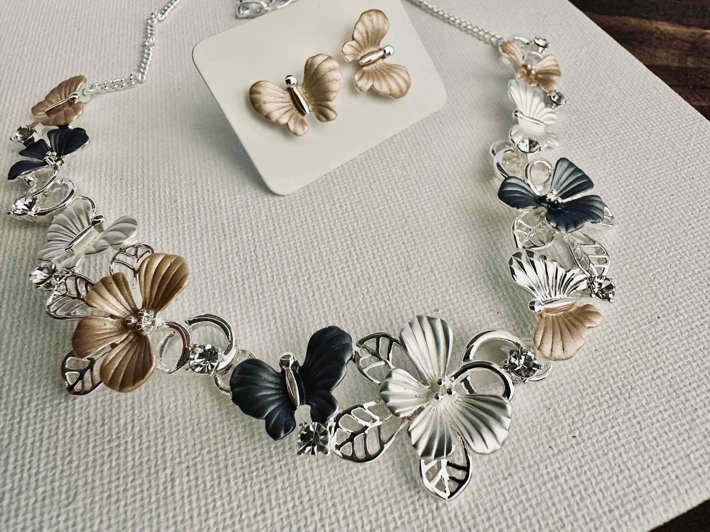 Sparkling Butterfly Necklace & Earring SET Jewelry