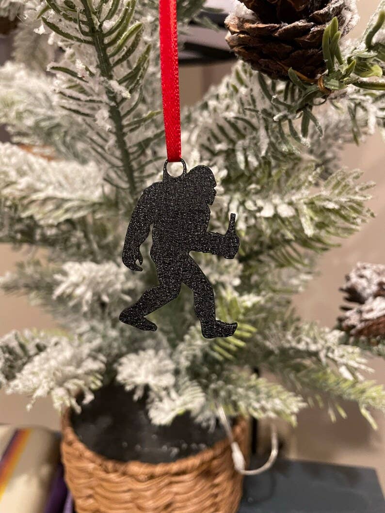 Hanging aluminum Bigfoot ornaments - 3 designs