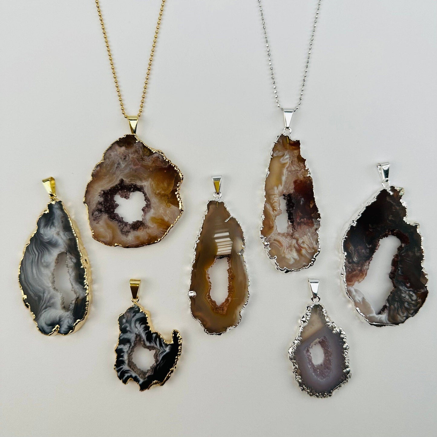 Agate Occo Geode Druzy Slice Pendant - Crystal Geode