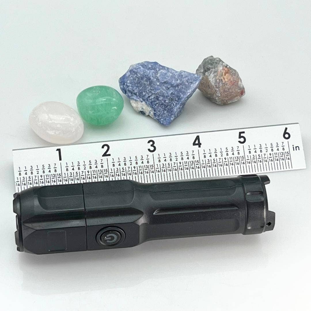 Rechargeable UV Flashlight 365nm with Starter Collection of UV Reactive Gemstones