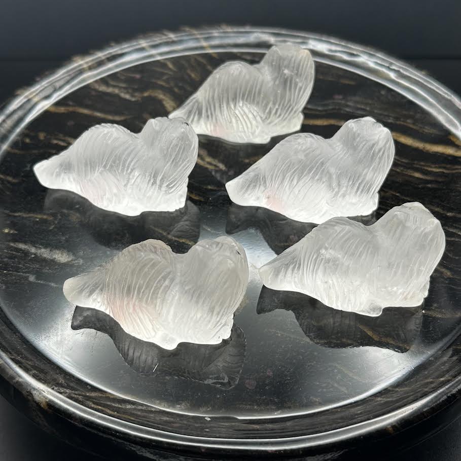 Fancy Long Hair Cat Carving - Clear Quartz