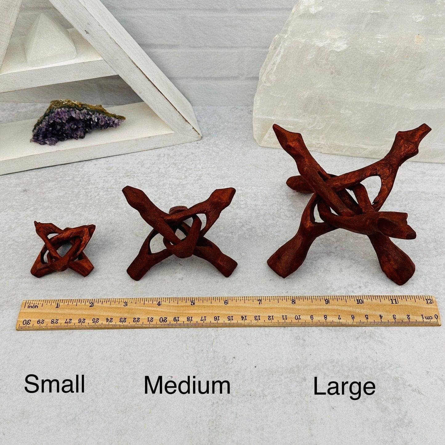 Wood Cobra Crystal Stand - Cluster Holder - You Choose Size
