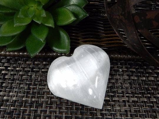 Crystal Selenite Heart Shaped Stone - 6cm