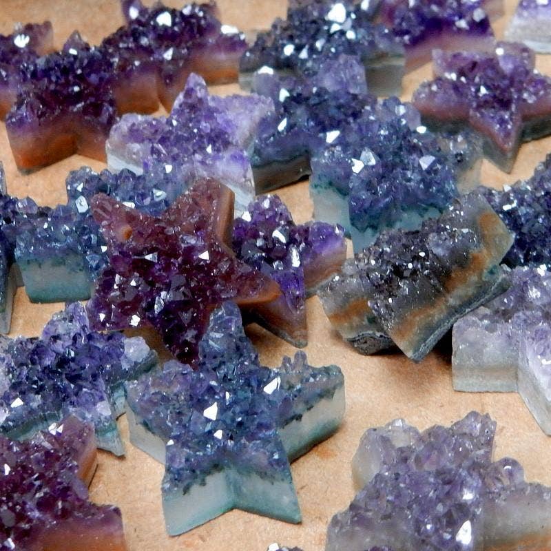 Crystal Star Druzy -Amethyst Druzy Cabochon - Drilled Bead -