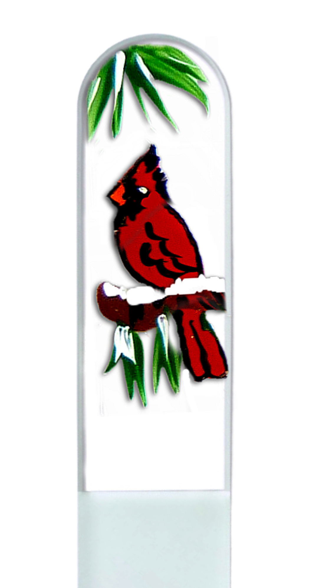 Cardinal Bird Snow Hand Painted Czech Crystal Nail File