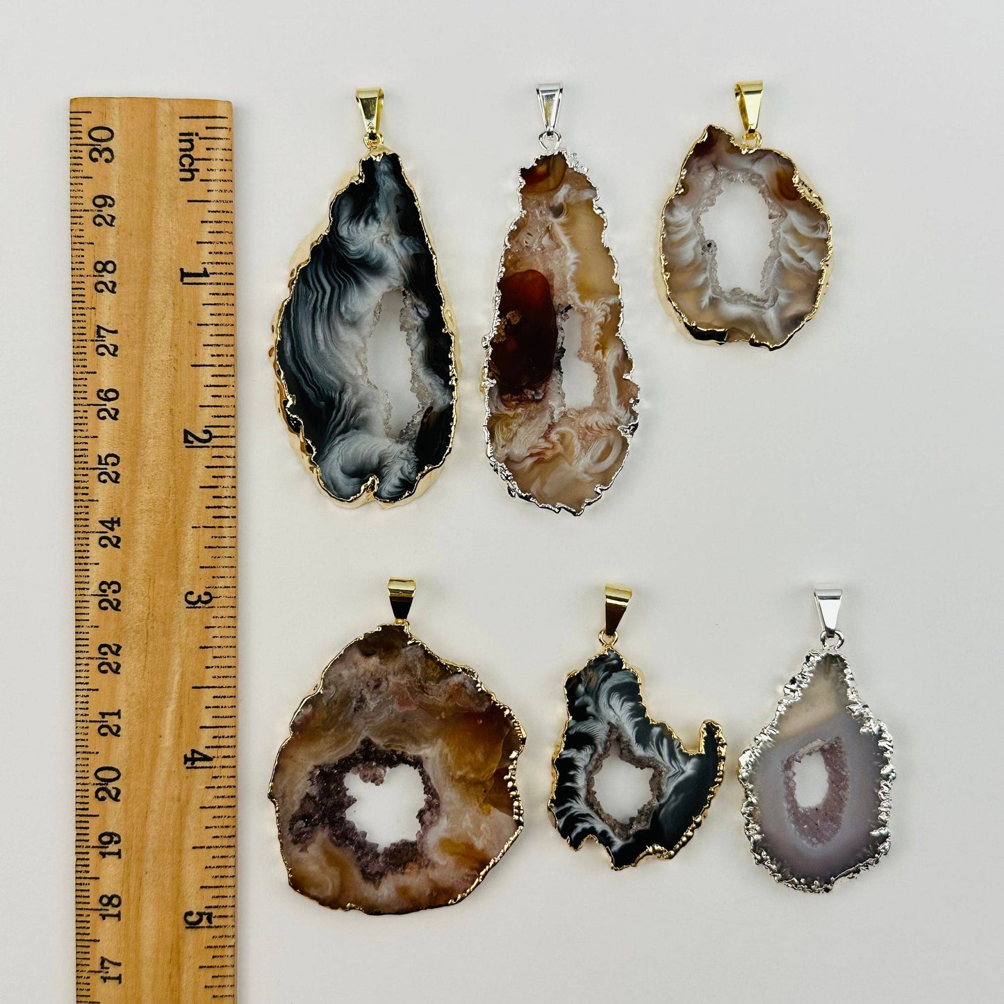 Agate Occo Geode Druzy Slice Pendant - Crystal Geode