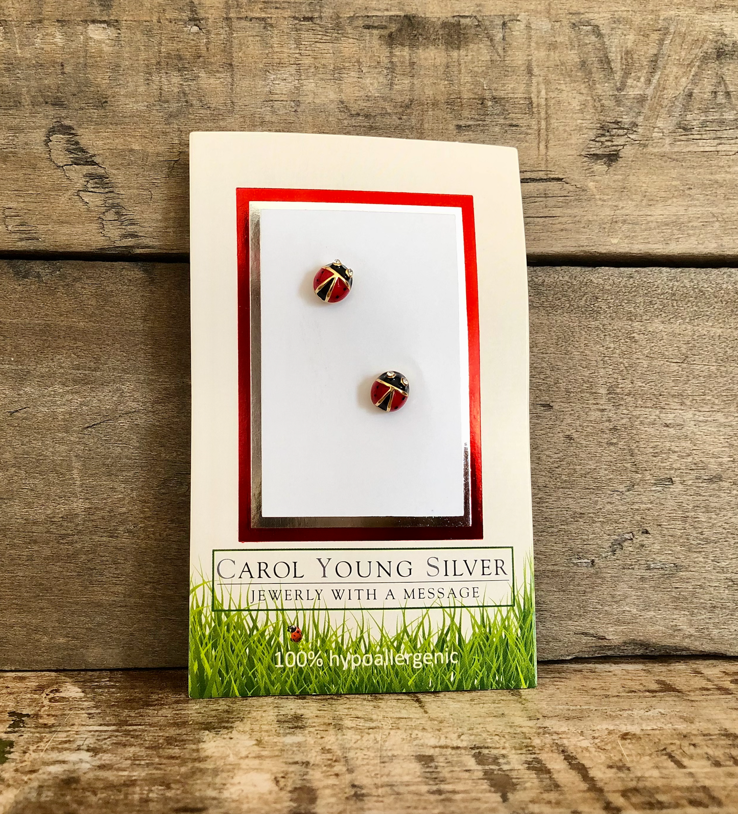 Ladybug Earrings / Post on CARD Jewelry