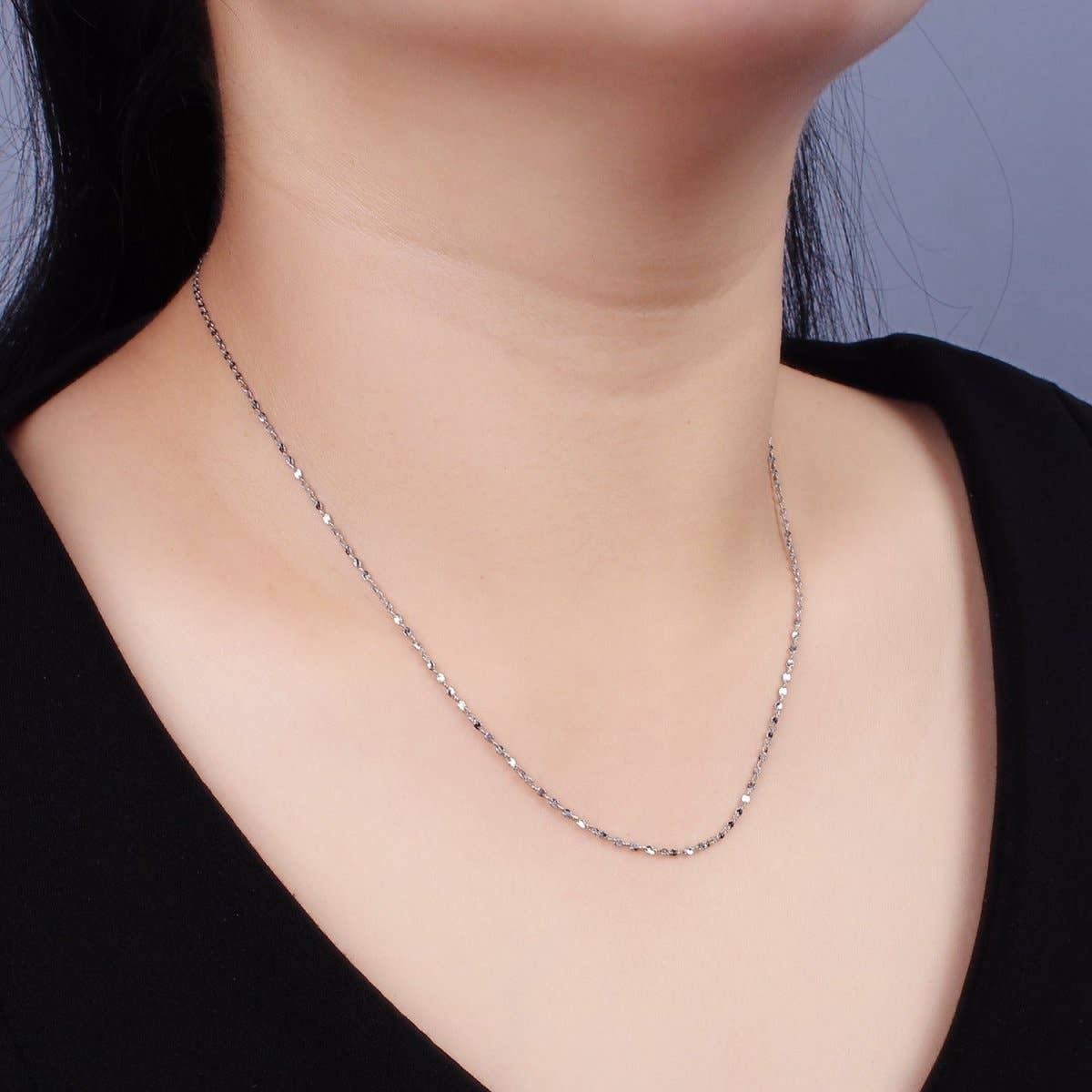 Dainty Stainless Steel Twisted Cable Chain Necklace 18 inch in Silver | WA-2401