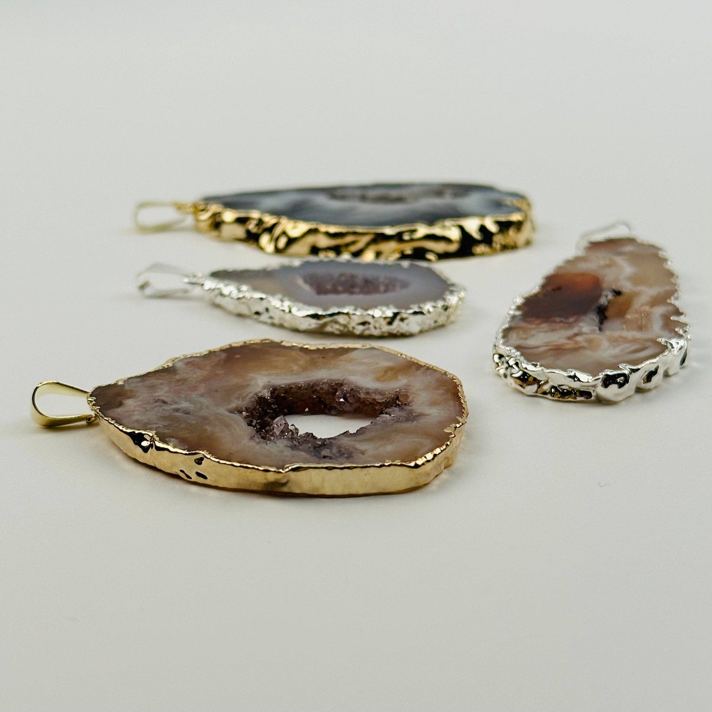 Agate Occo Geode Druzy Slice Pendant - Crystal Geode