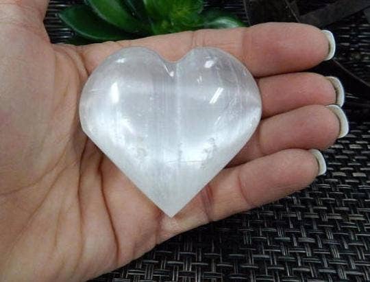 Crystal Selenite Heart Shaped Stone - 6cm