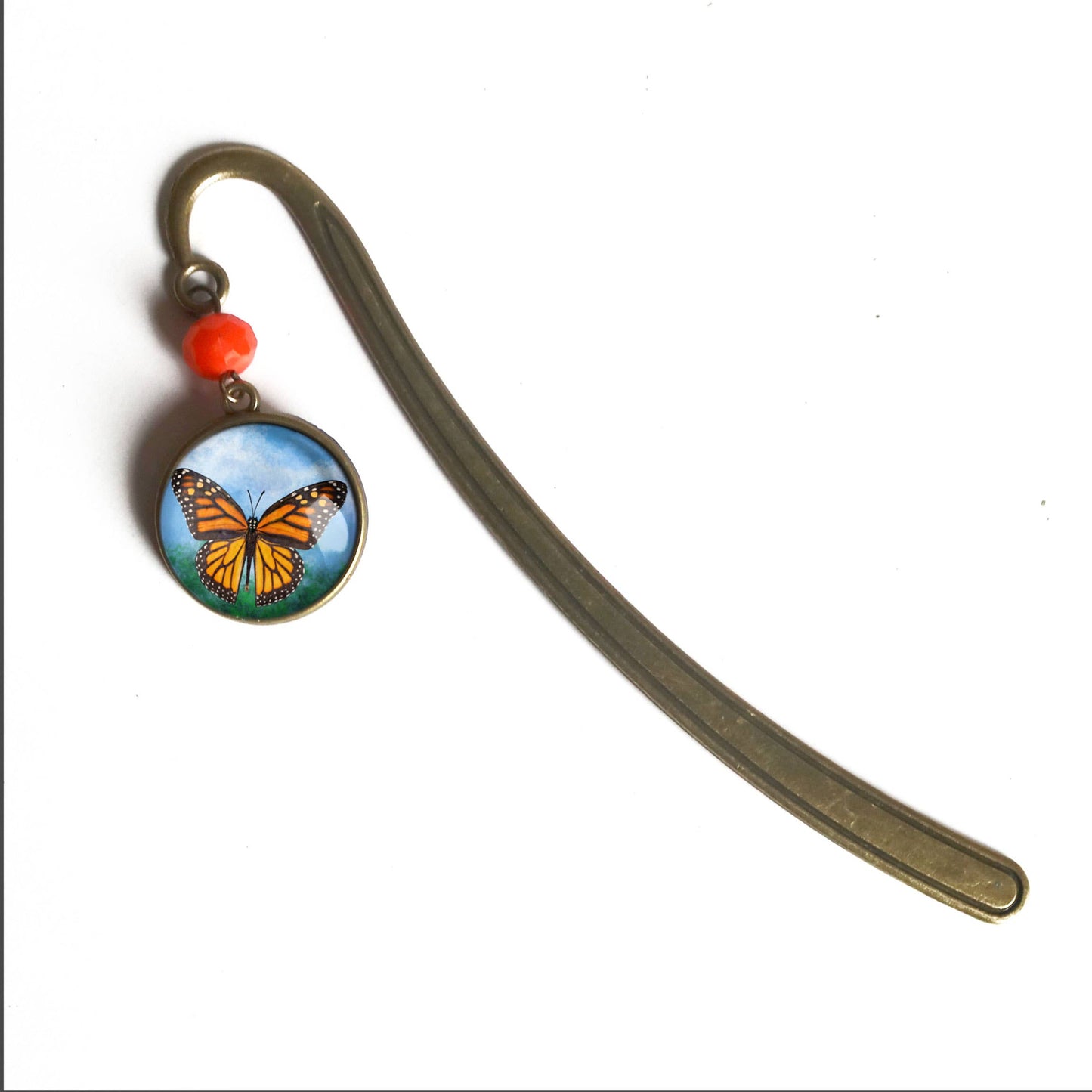 Monarch Butterfly Bronze and Glass Cabochon Bookmark