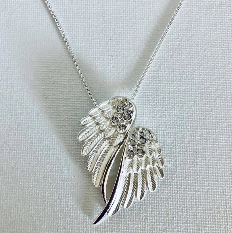 Angel Wings Necklace Silver Tone in BOX/ Jewelry