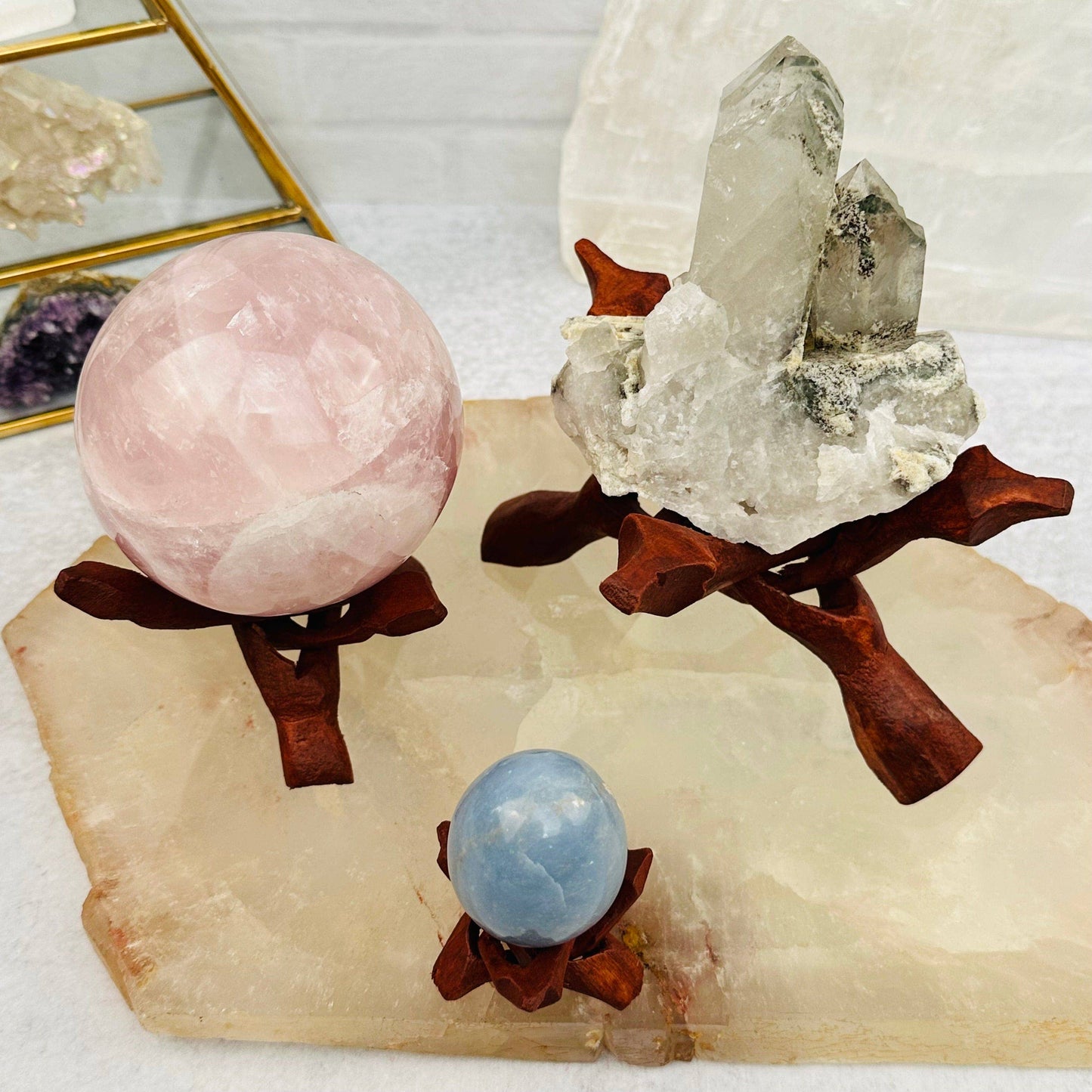 Wood Cobra Crystal Stand - Cluster Holder - You Choose Size