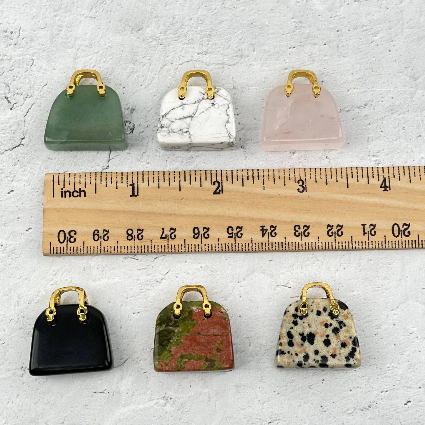 Crystal Gemstone Purses with Gold Tone Handles