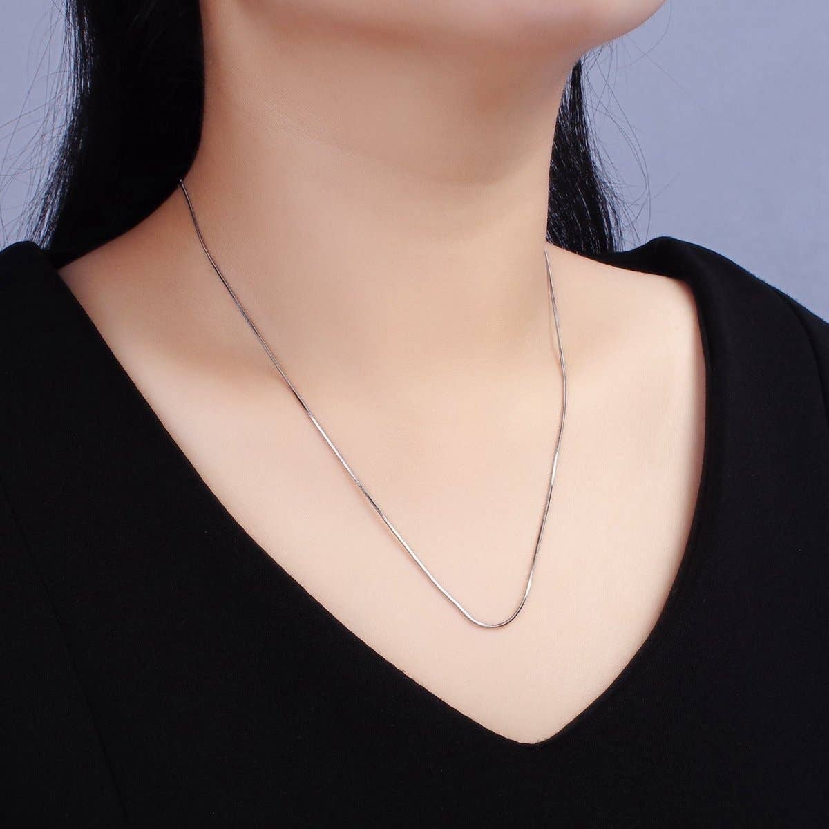 Stainless Steel 1mm Dainty Snake 20 Inch Layering Silver Chain Necklace | WA-2266 Clearance Pricing
