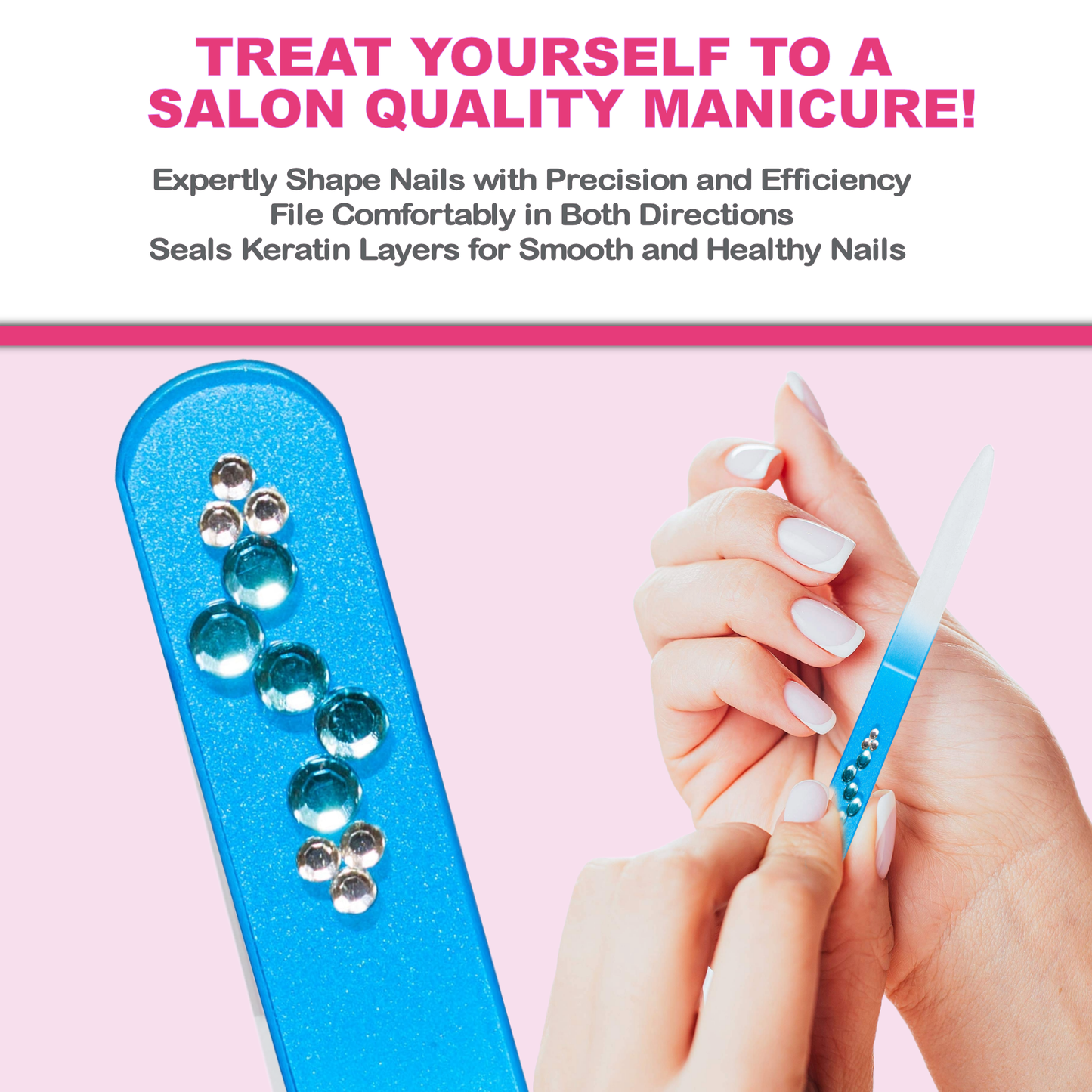 Blue Bling Gem Rhinestone Swarovski Czech Crystal Nail File