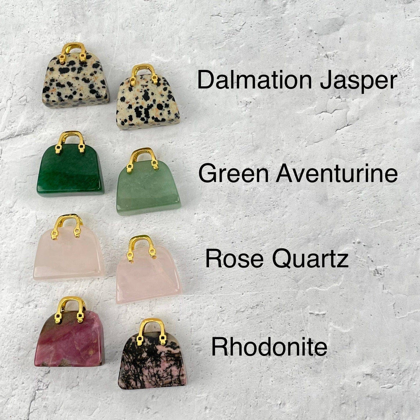 Crystal Gemstone Purses with Gold Tone Handles