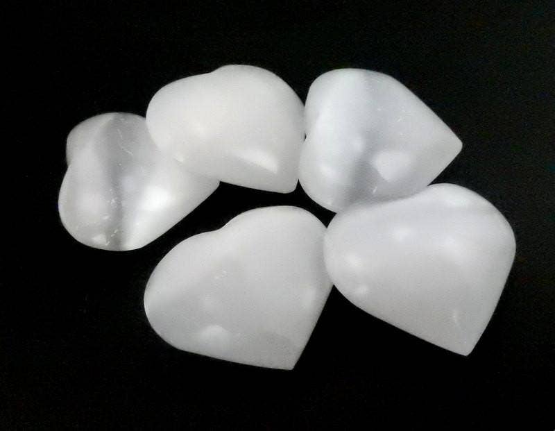 Crystal Selenite Heart Shaped Stone - 6cm