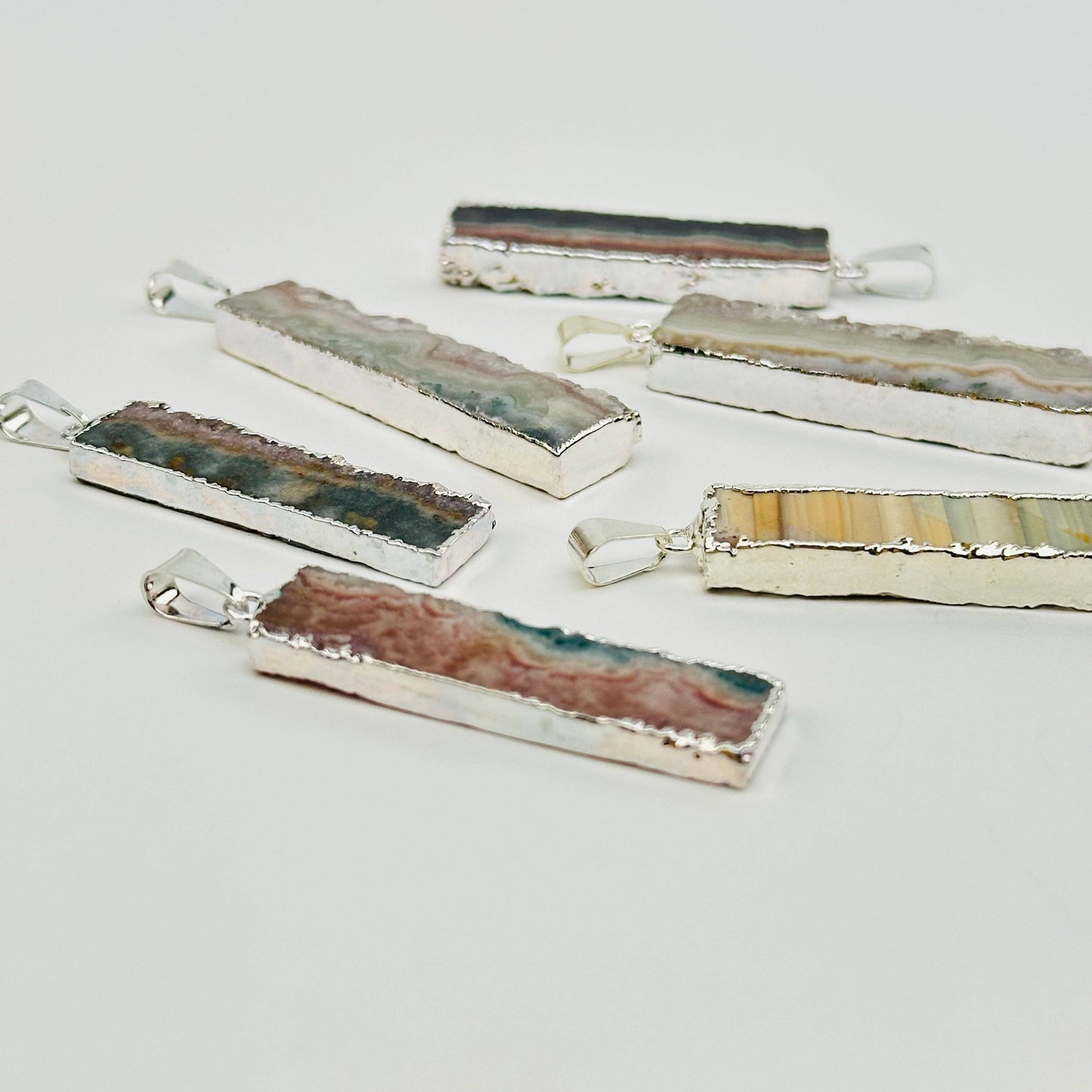 Amethyst Slice Crystal Pendant with Silver Edges