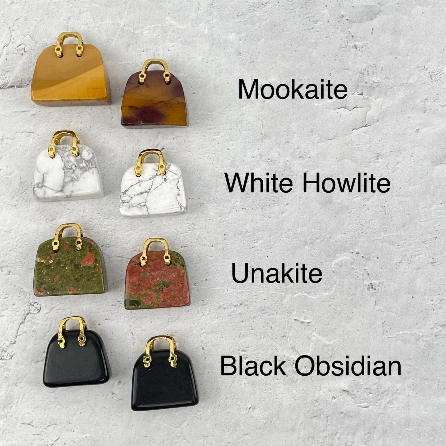 Crystal Gemstone Purses with Gold Tone Handles