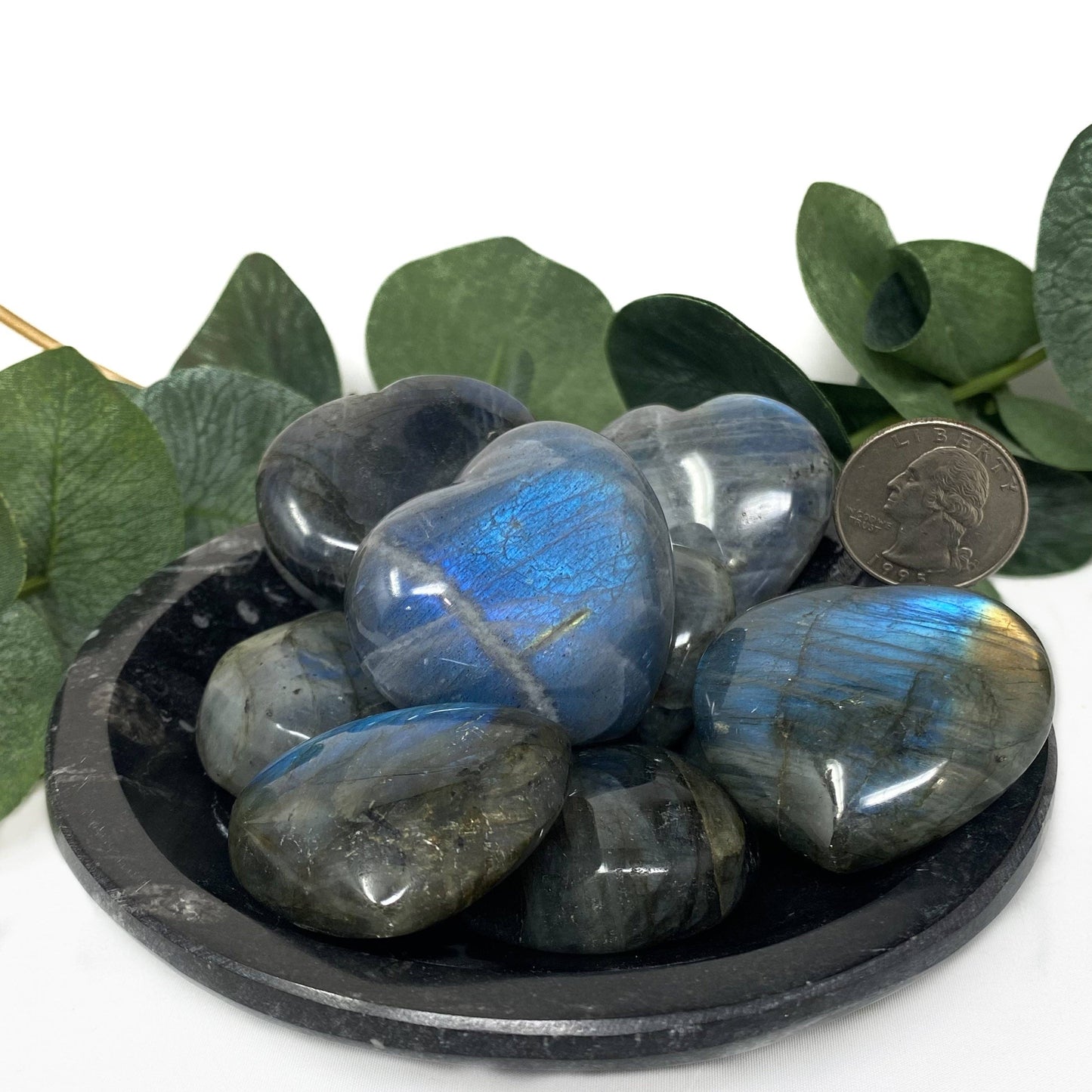 Mini Labradorite Puffy Hearts - 1 pc