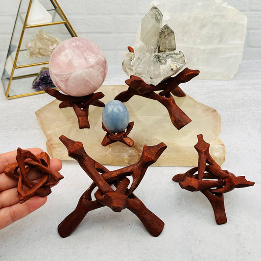 Wood Cobra Crystal Stand - Cluster Holder - You Choose Size