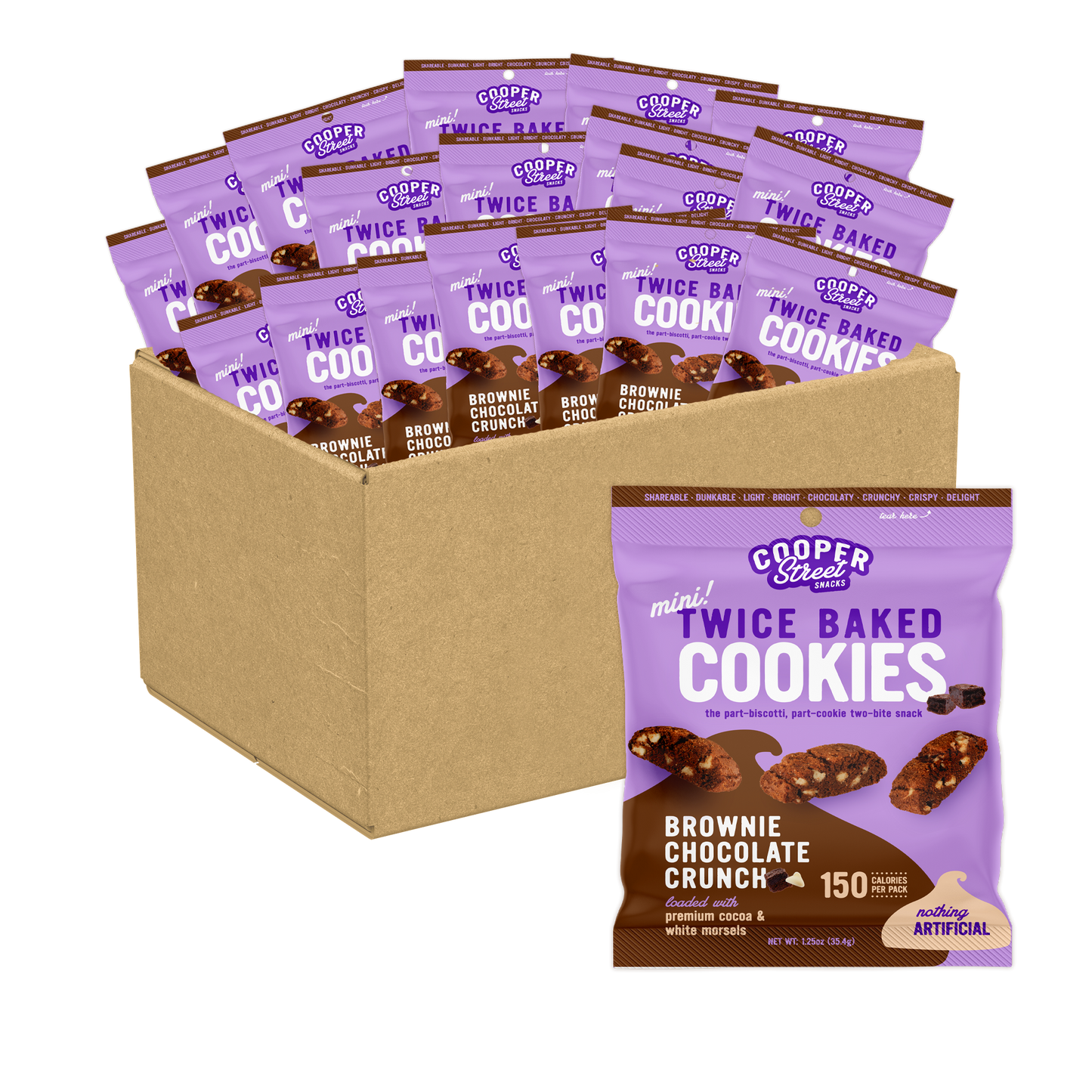 1.25oz Brownie Chocolate Crunch Twice Baked Cookies 48 Count