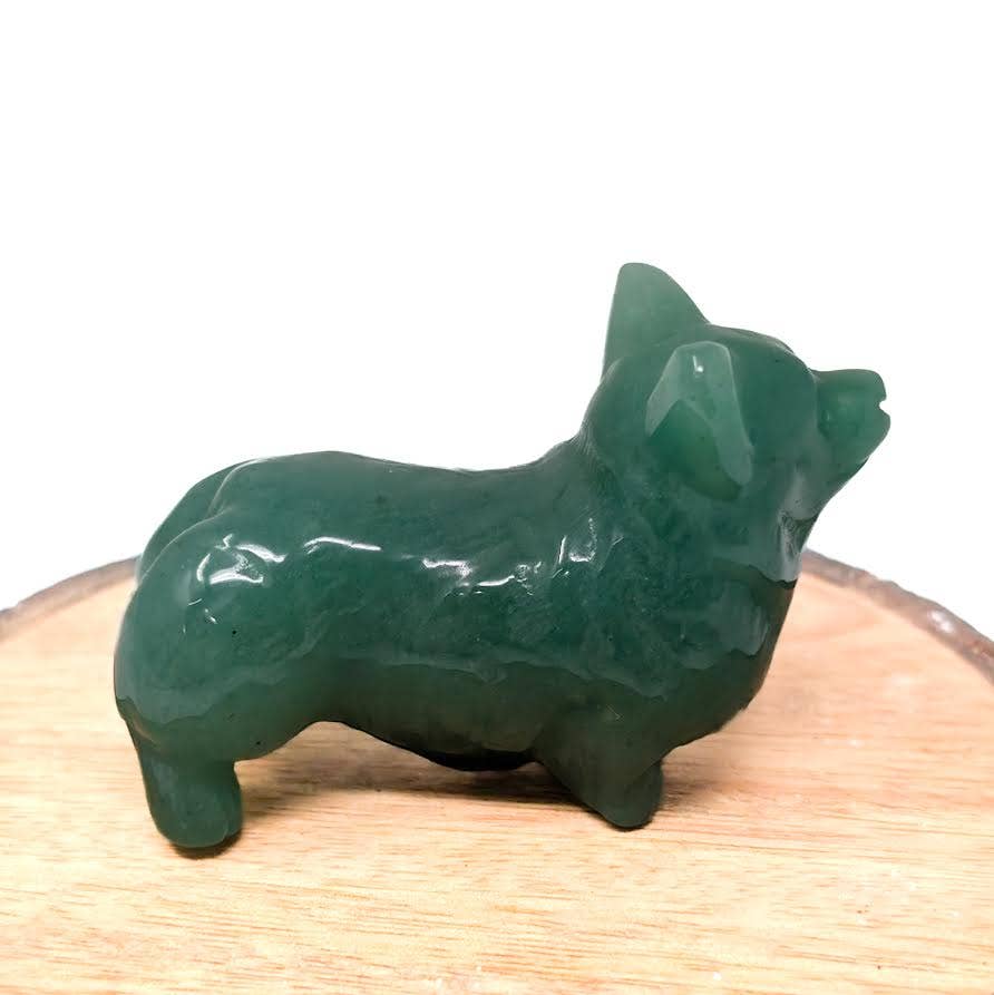 Green Aventurine Corgi Dog