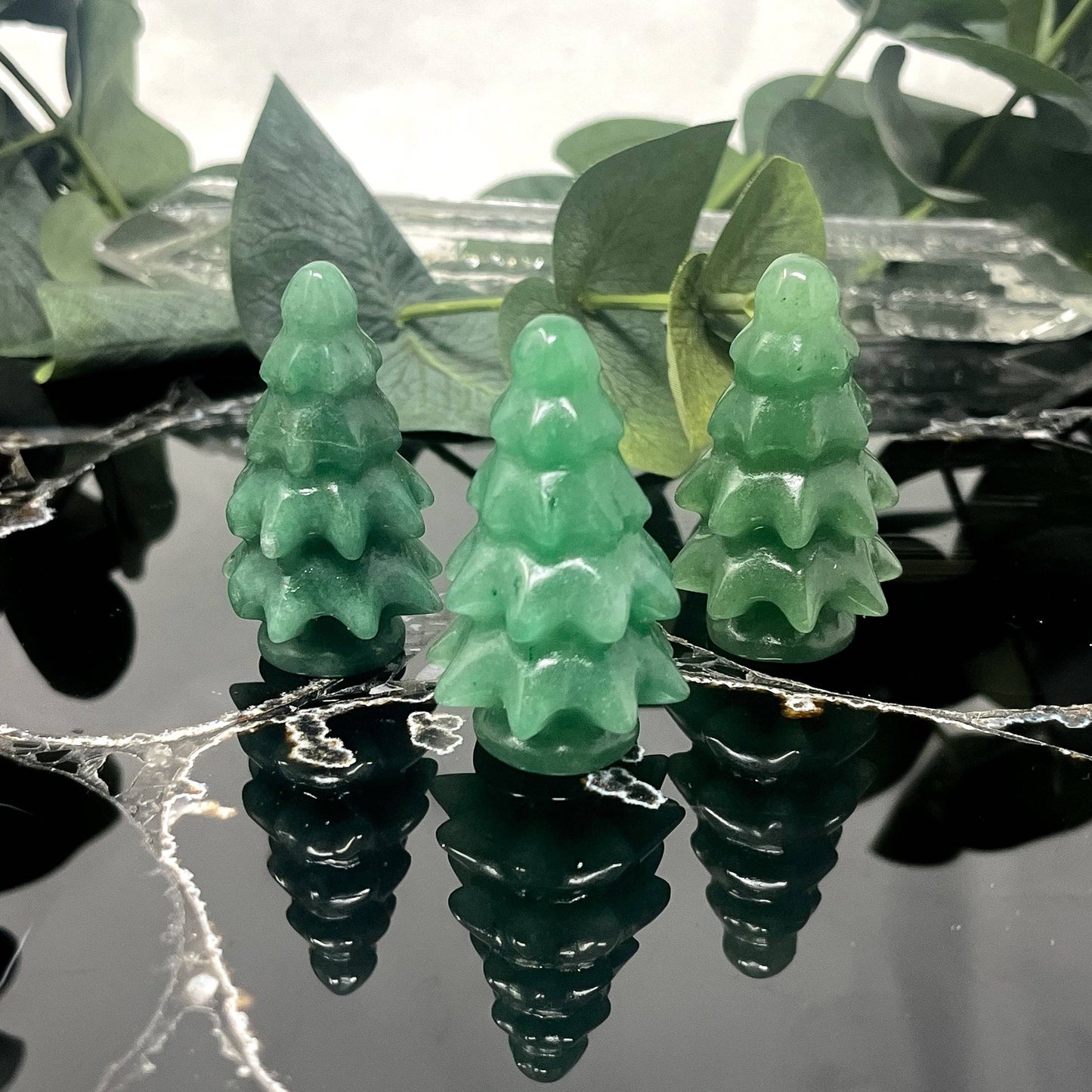 Green Aventurine Christmas Tree Carving