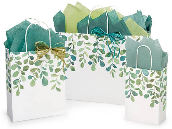 Watercolor Greenery Paper Retail Gift Bags