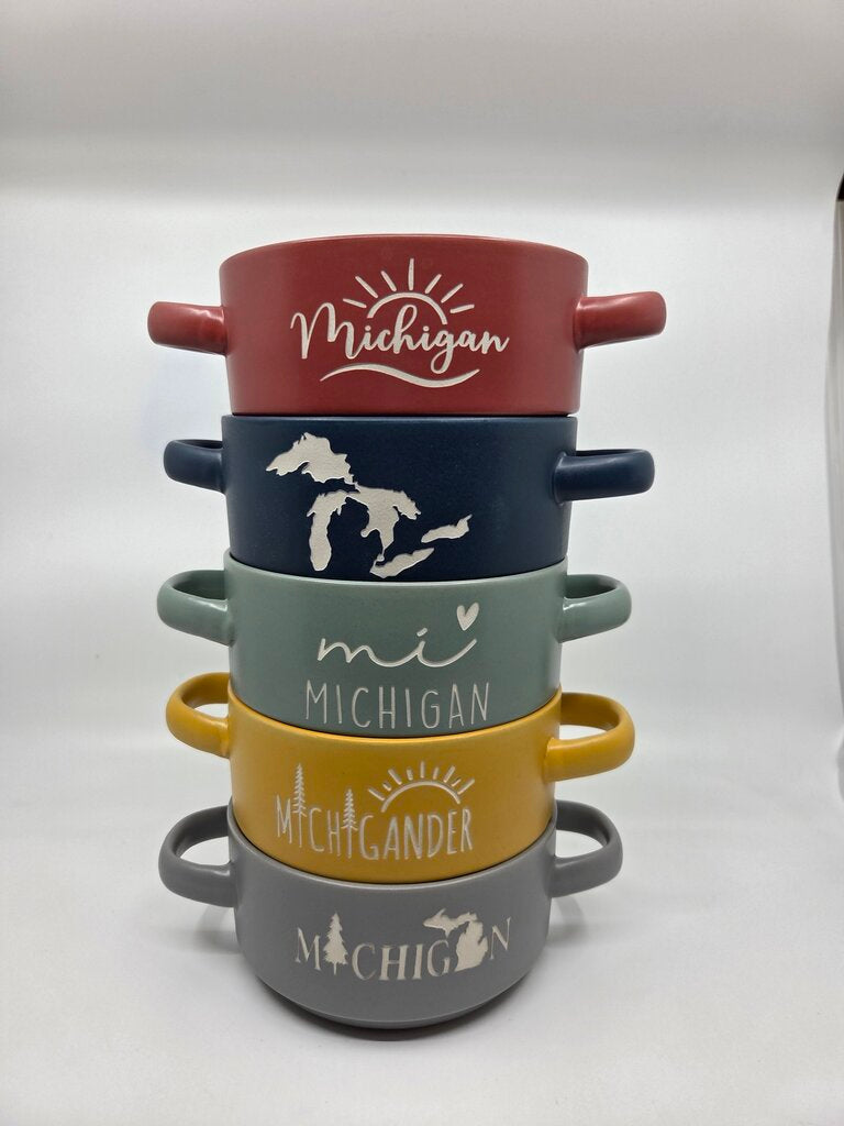 2 handled crock - Michigan Sunshine - Assorted colors