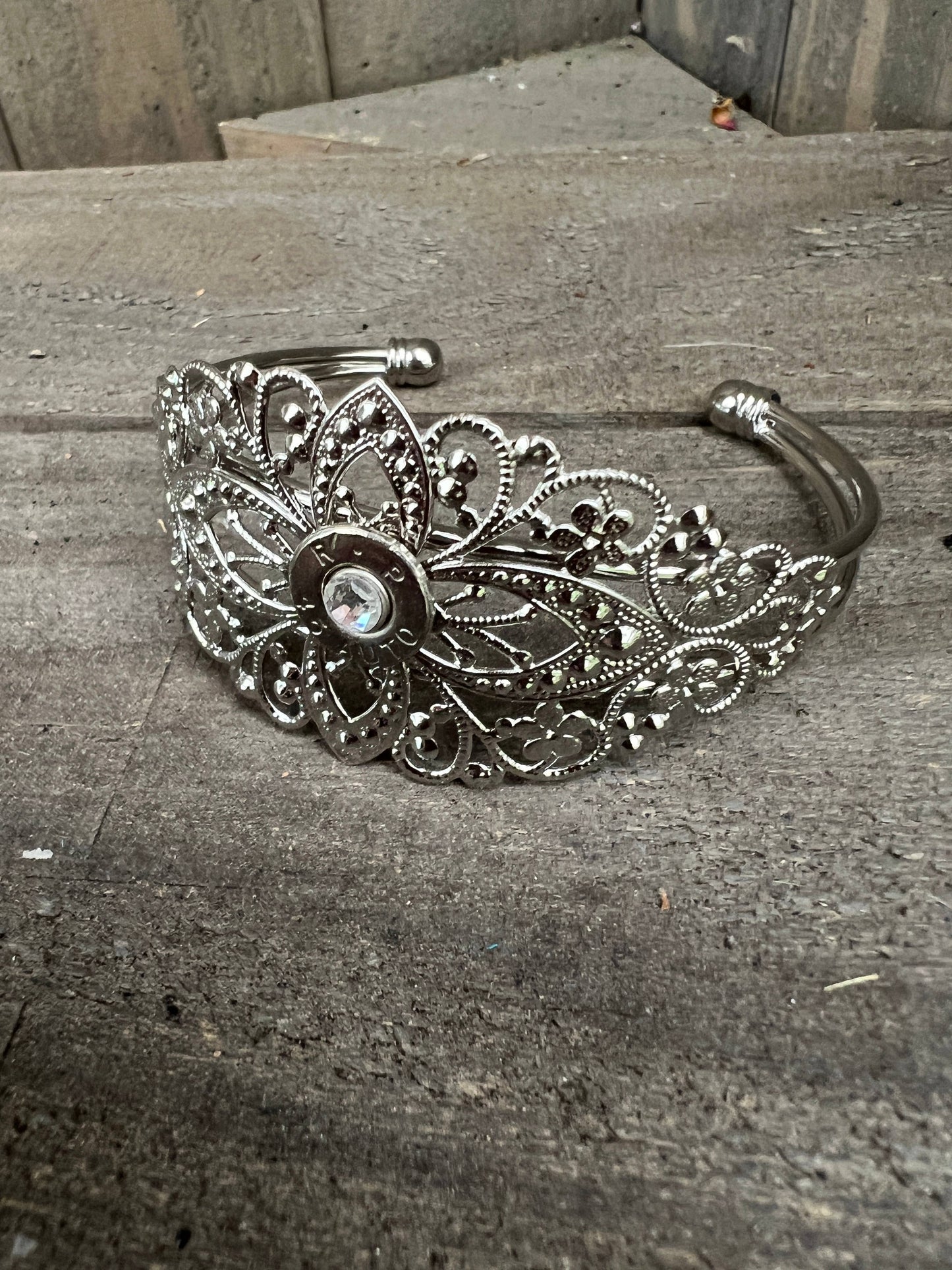 Silver  Filigree Bullet Cuff Bracelet 