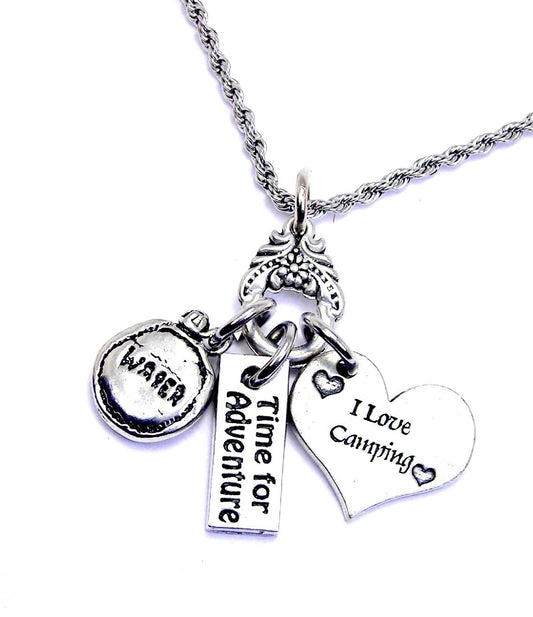 Time for adventure camp  20" Necklace camping