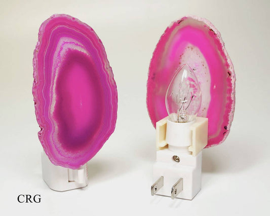 QTY 1 - Pink Agate Nightlights with Bulb and Switch