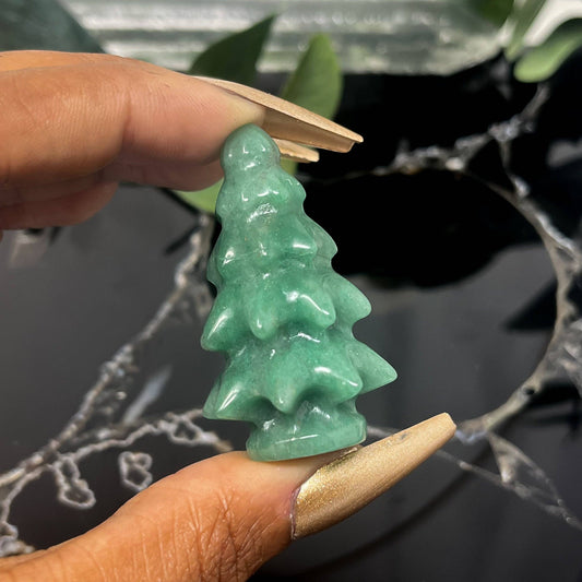 Green Aventurine Christmas Tree Carving