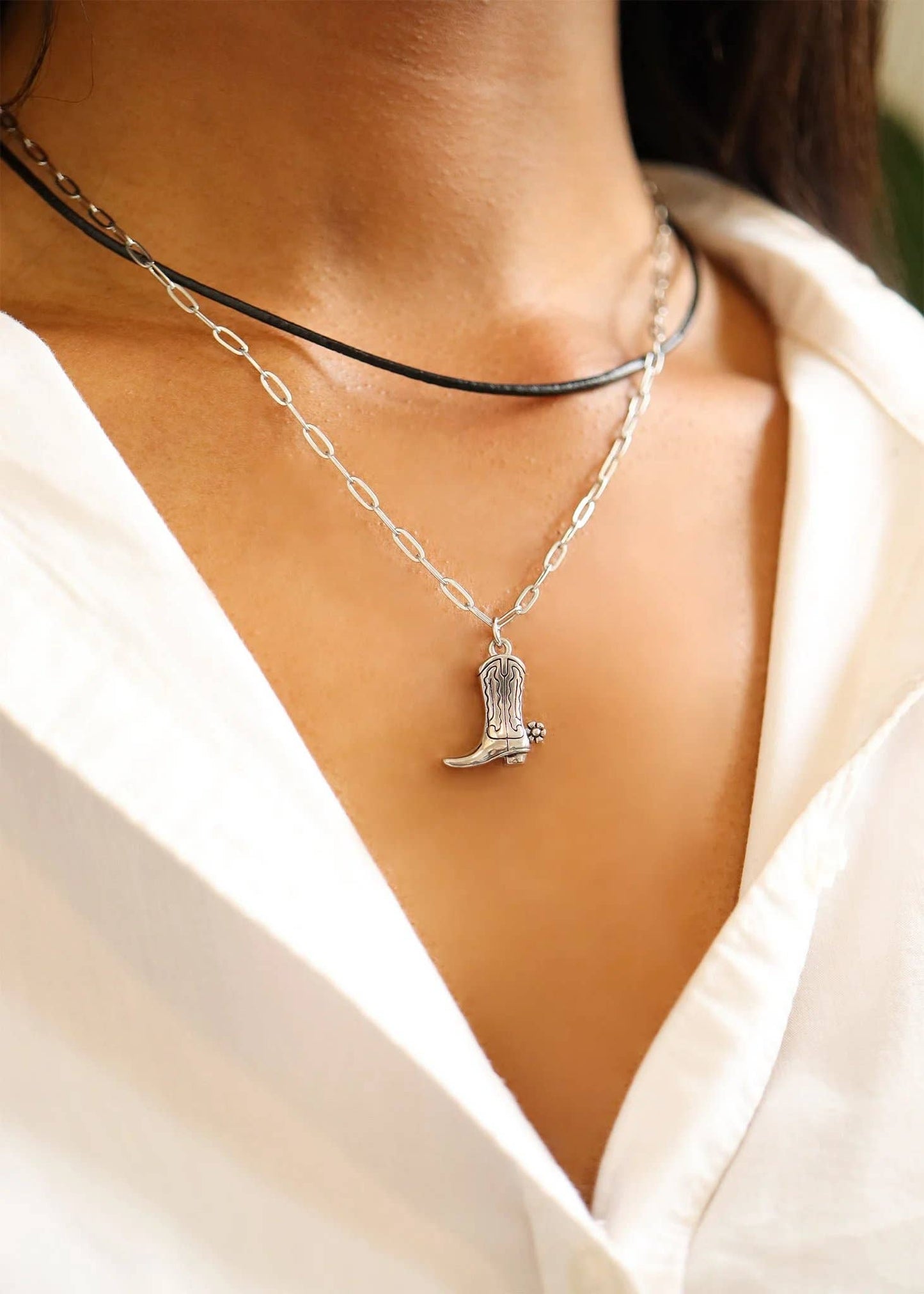 Black Cord Necklace With Stainless Steel Twist Open Clasp